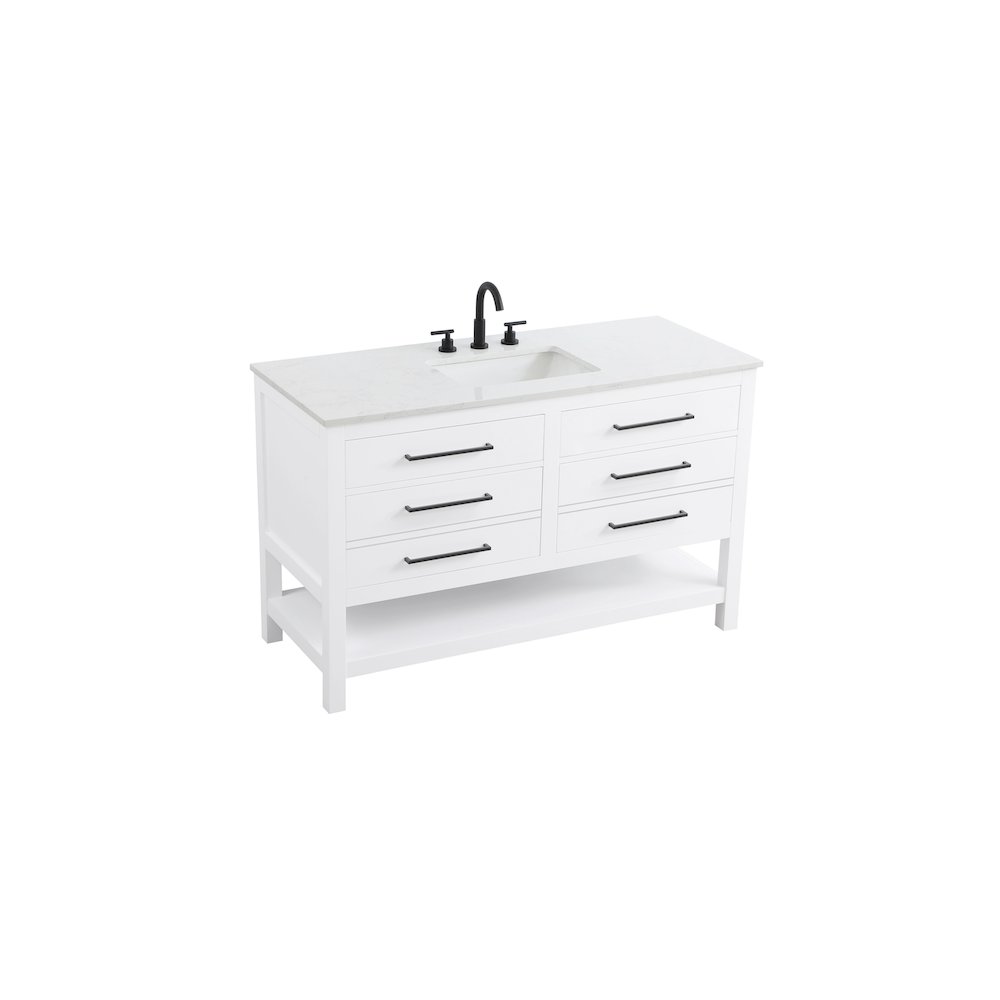 54 inch Single Bathroom Vanity in White. Picture 6