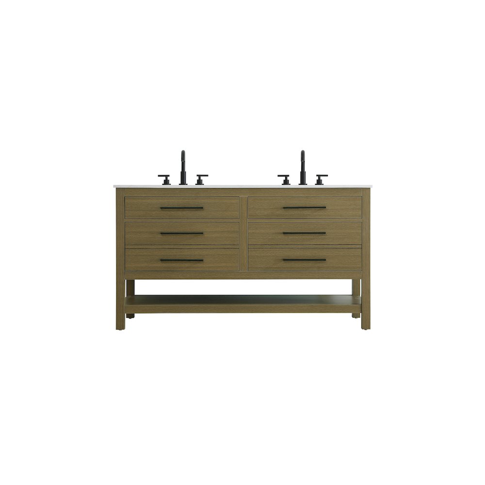 60 inch Double Bathroom Vanity in Chestnut Brown. Picture 1