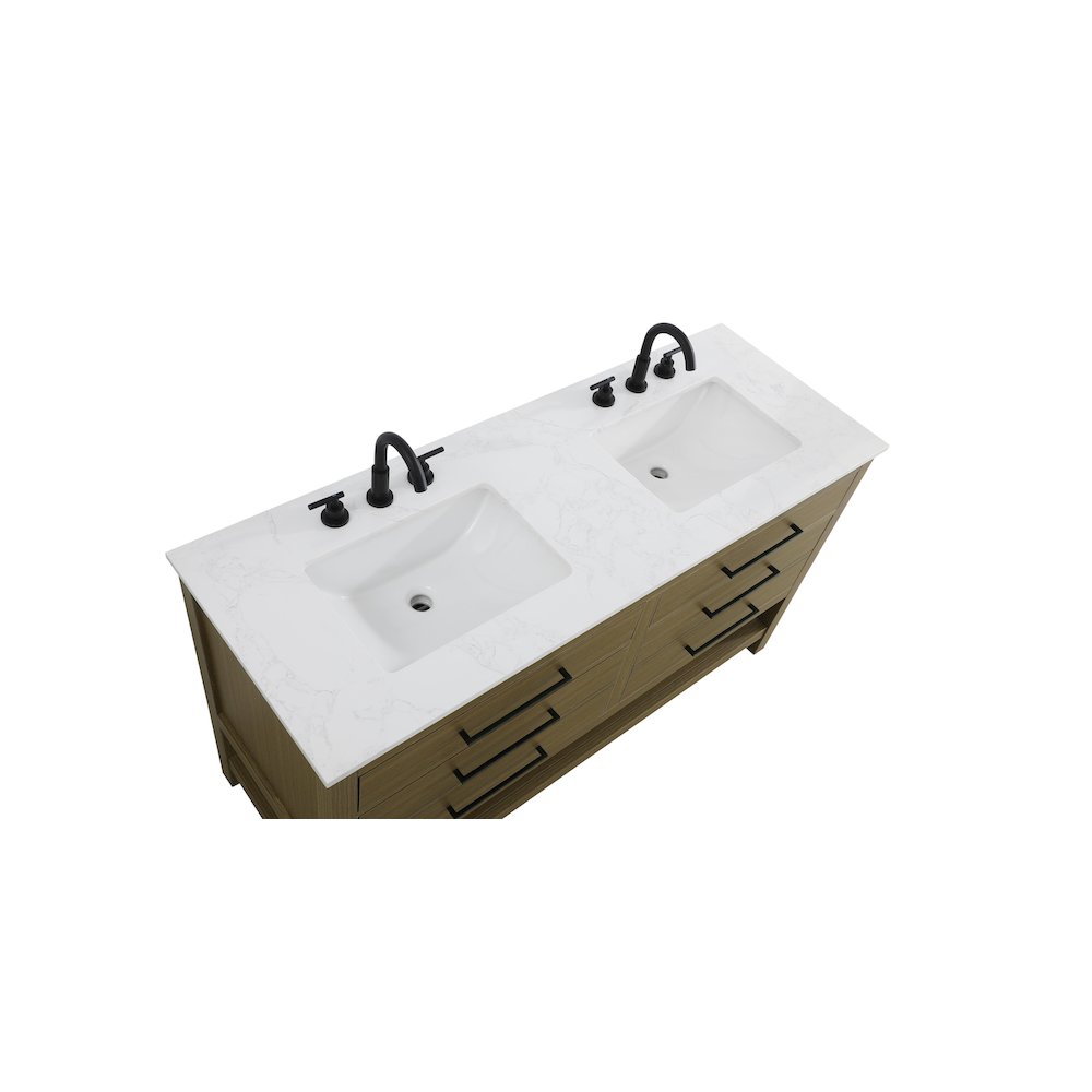 60 inch Double Bathroom Vanity in Chestnut Brown. Picture 8