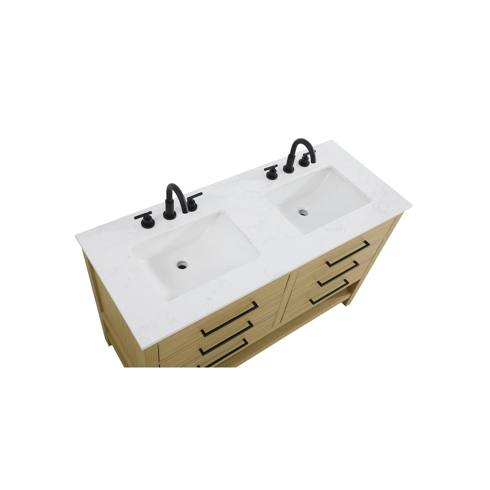 60 inch Double Bathroom Vanity in Honey Brown. Picture 8