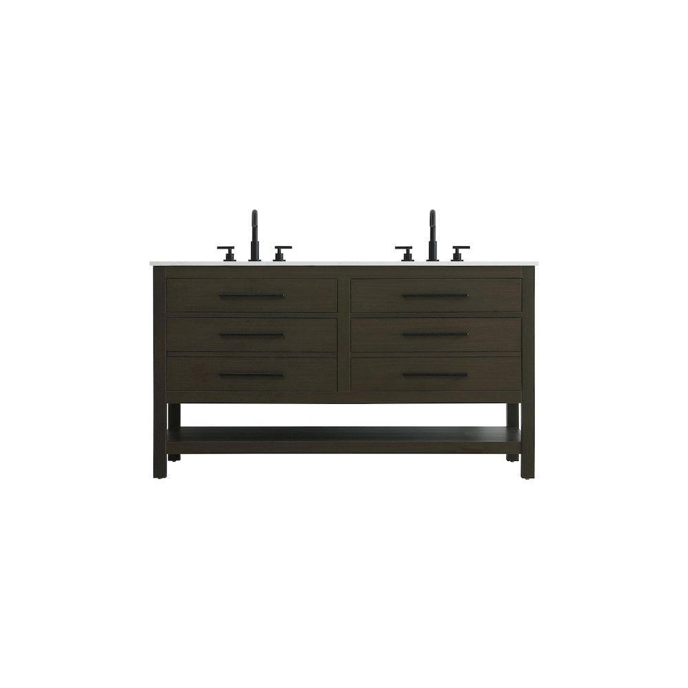 60 inch Double Bathroom Vanity in Mocha Brown. Picture 1