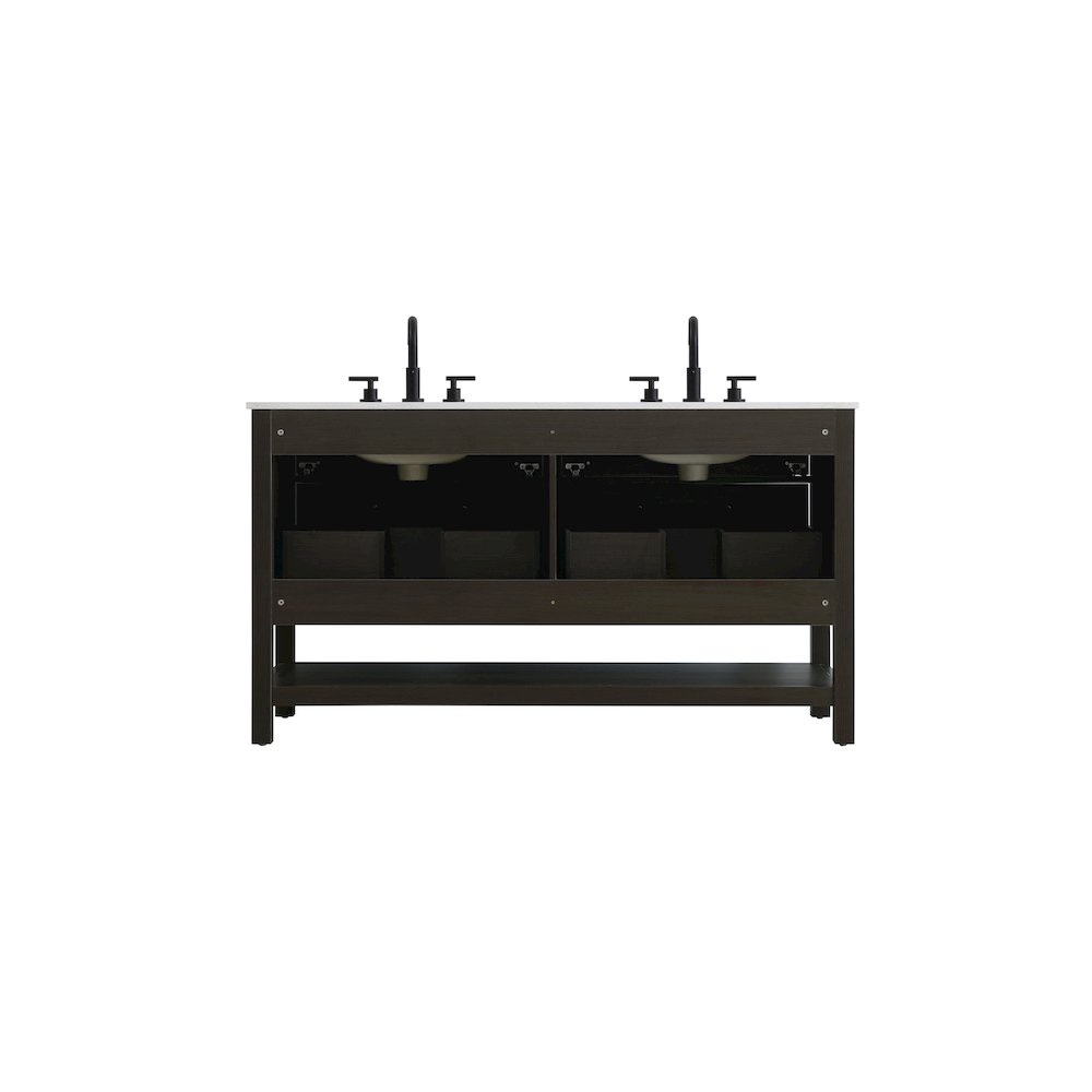 60 inch Double Bathroom Vanity in Mocha Brown. Picture 12