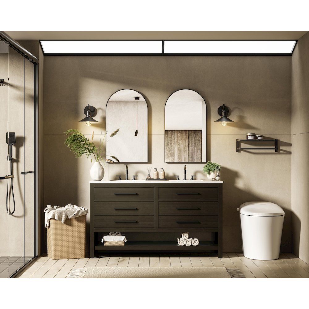 60 inch Double Bathroom Vanity in Mocha Brown. Picture 4