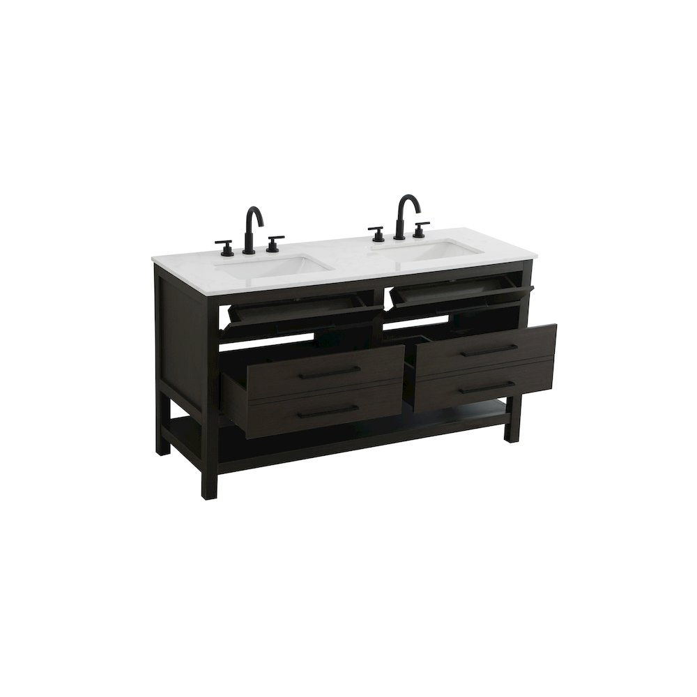60 inch Double Bathroom Vanity in Mocha Brown. Picture 7
