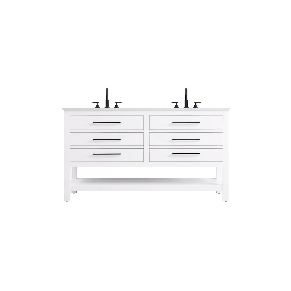 60 inch Double Bathroom Vanity in White. Picture 1