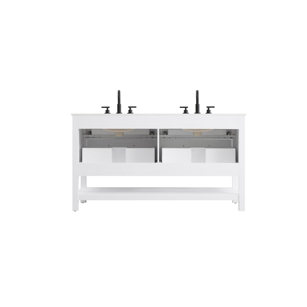 60 inch Double Bathroom Vanity in White. Picture 12
