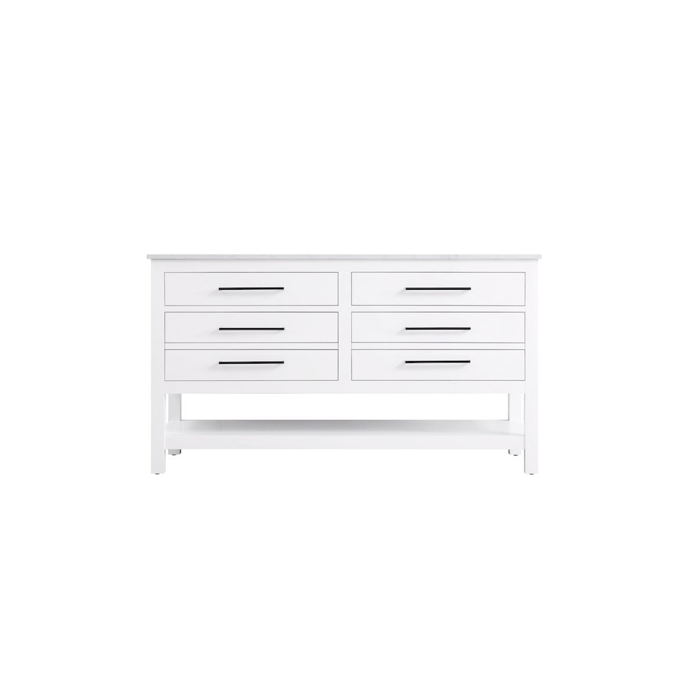 60 inch Double Bathroom Vanity in White. Picture 5