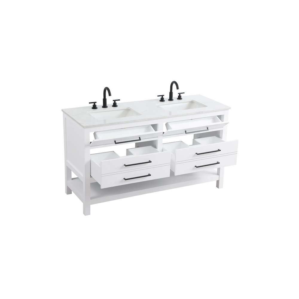 60 inch Double Bathroom Vanity in White. Picture 7