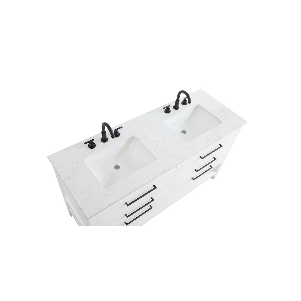 60 inch Double Bathroom Vanity in White. Picture 8