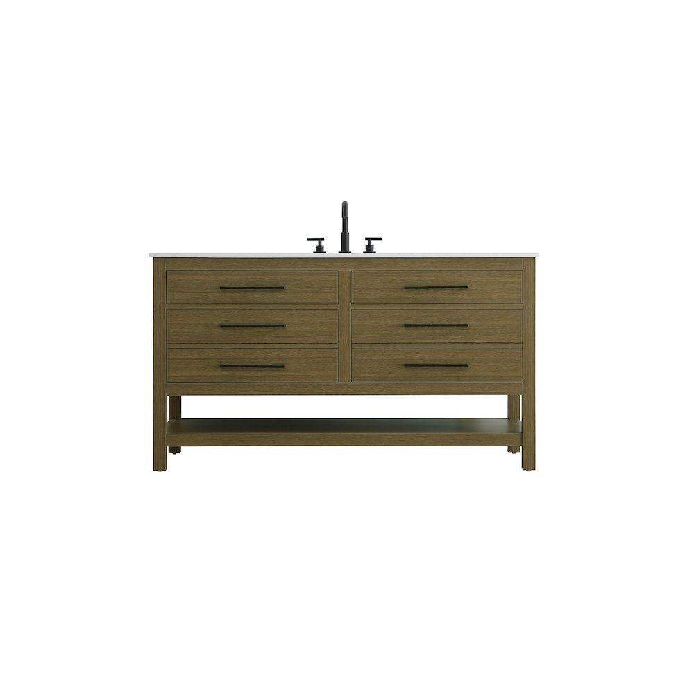 60 inch Single Bathroom Vanity in Chestnut Brown. Picture 1