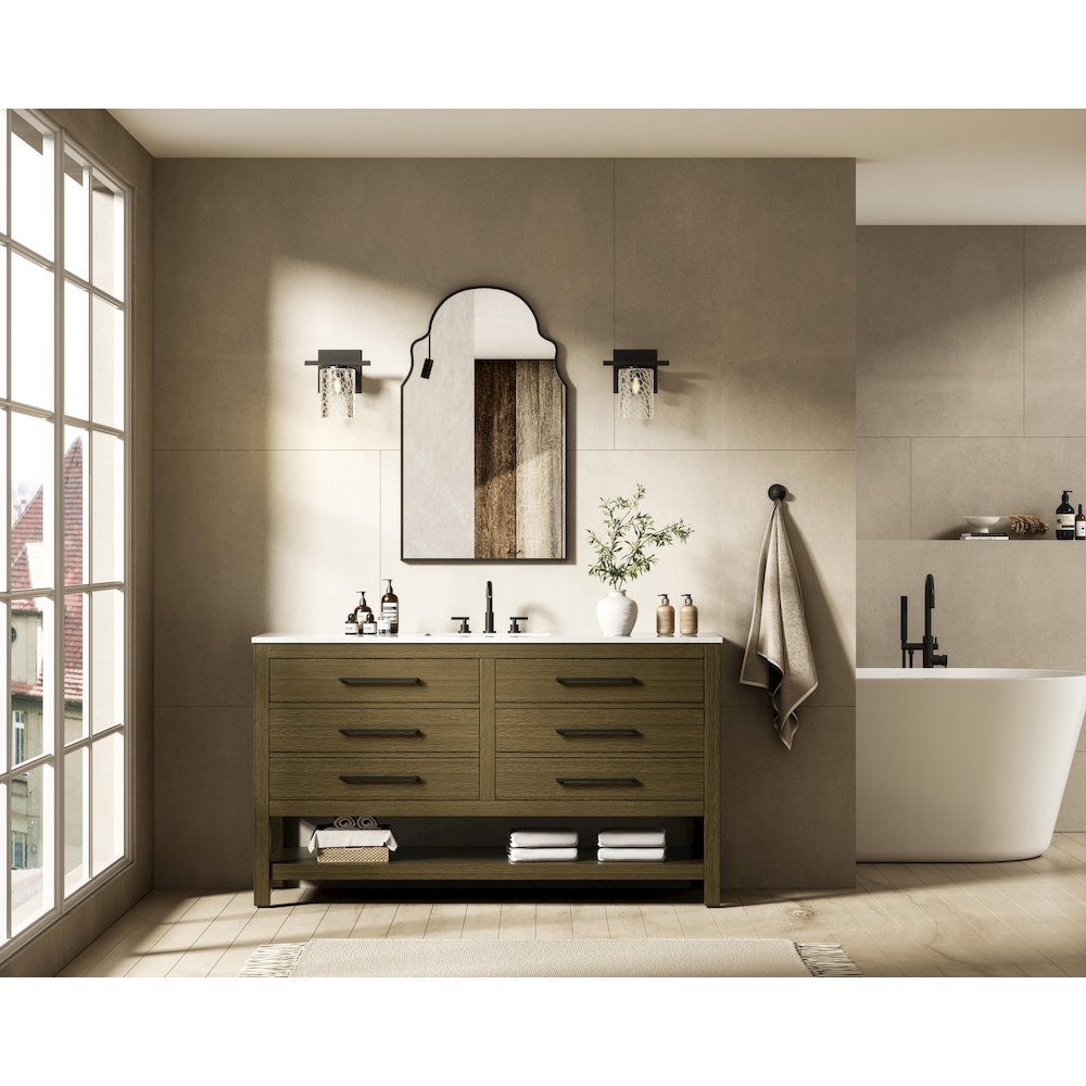 60 inch Single Bathroom Vanity in Chestnut Brown. Picture 4