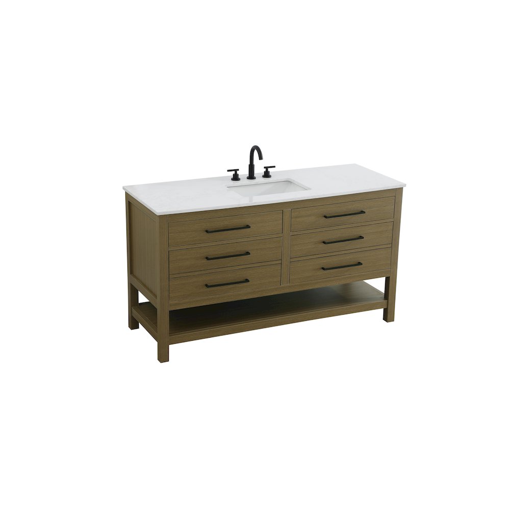 60 inch Single Bathroom Vanity in Chestnut Brown. Picture 6