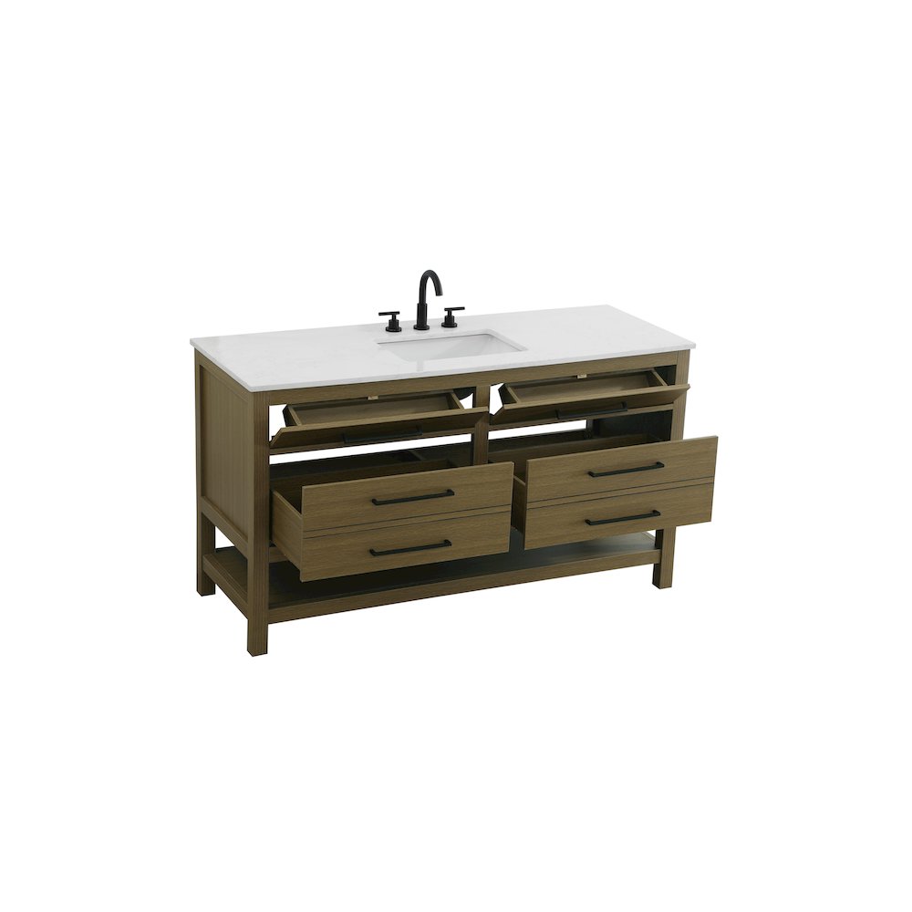 60 inch Single Bathroom Vanity in Chestnut Brown. Picture 7