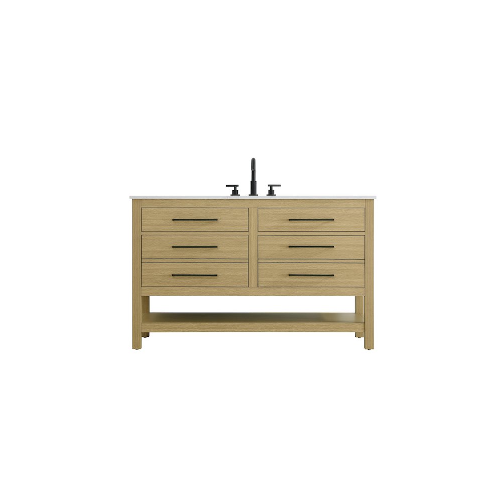 60 inch Single Bathroom Vanity in Honey Brown. Picture 1