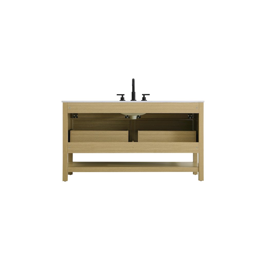 60 inch Single Bathroom Vanity in Honey Brown. Picture 12