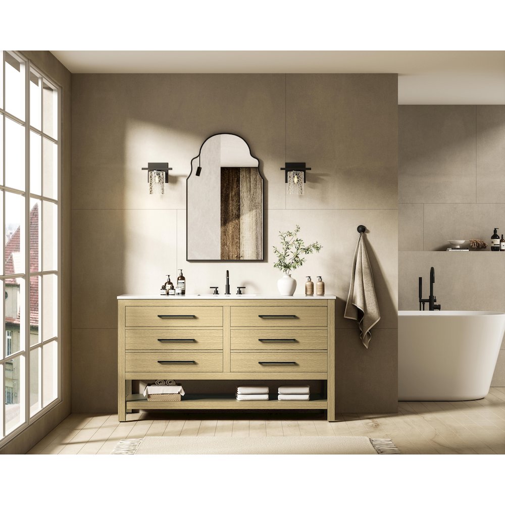 60 inch Single Bathroom Vanity in Honey Brown. Picture 4