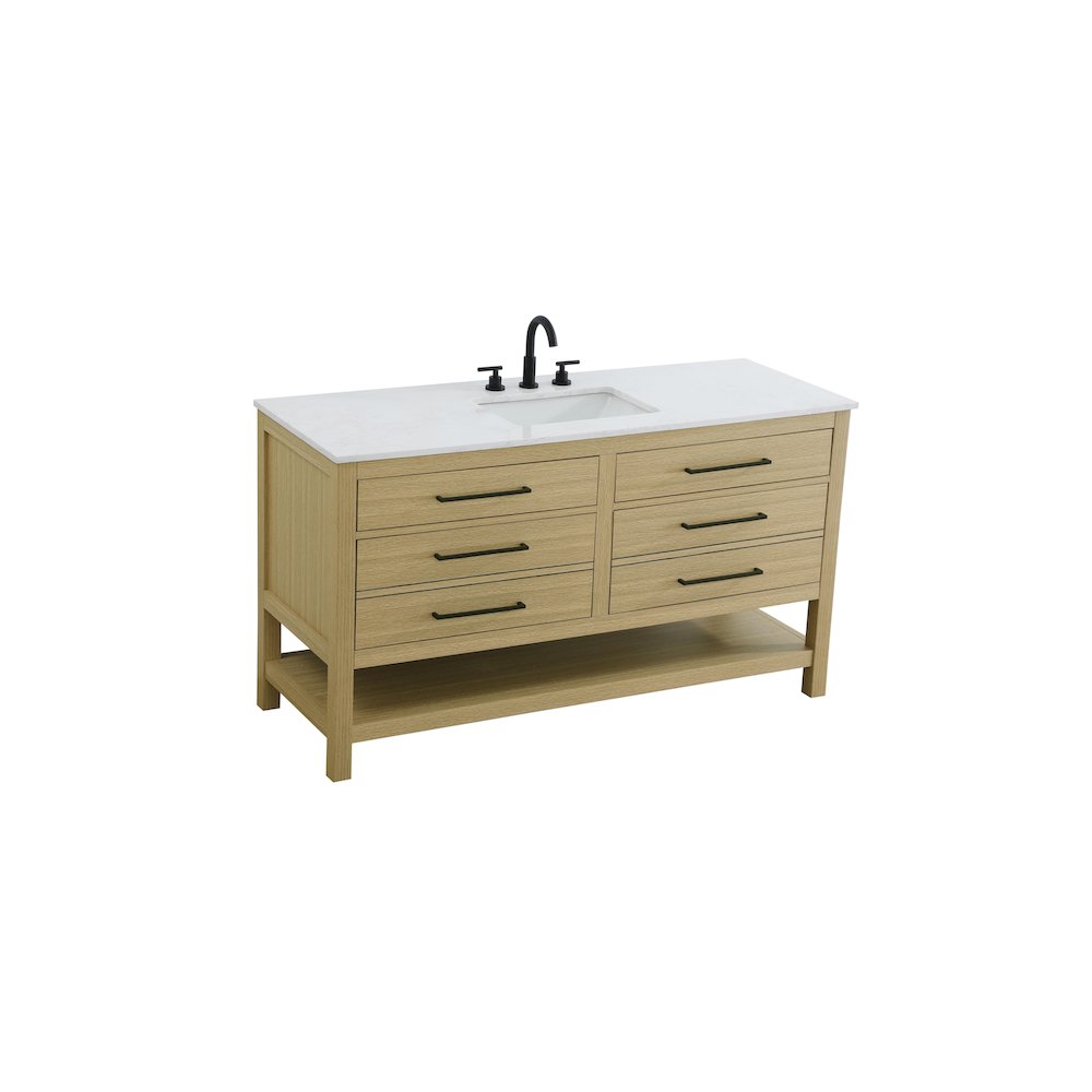 60 inch Single Bathroom Vanity in Honey Brown. Picture 6