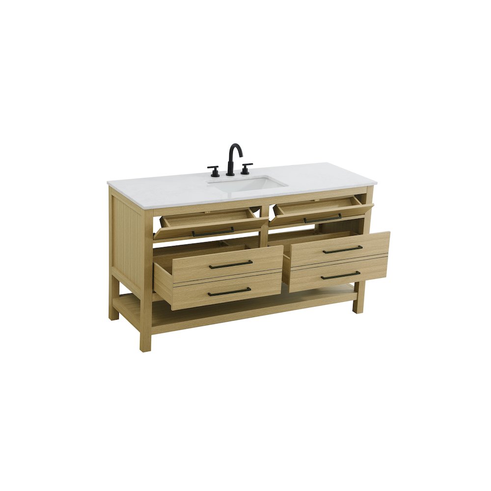 60 inch Single Bathroom Vanity in Honey Brown. Picture 7