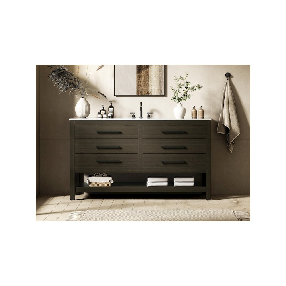 60 inch Single Bathroom Vanity in Mocha Brown. Picture 2