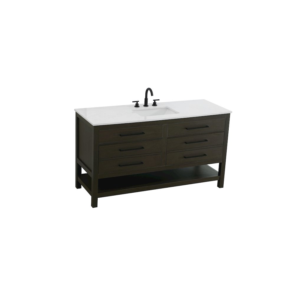 60 inch Single Bathroom Vanity in Mocha Brown. Picture 6