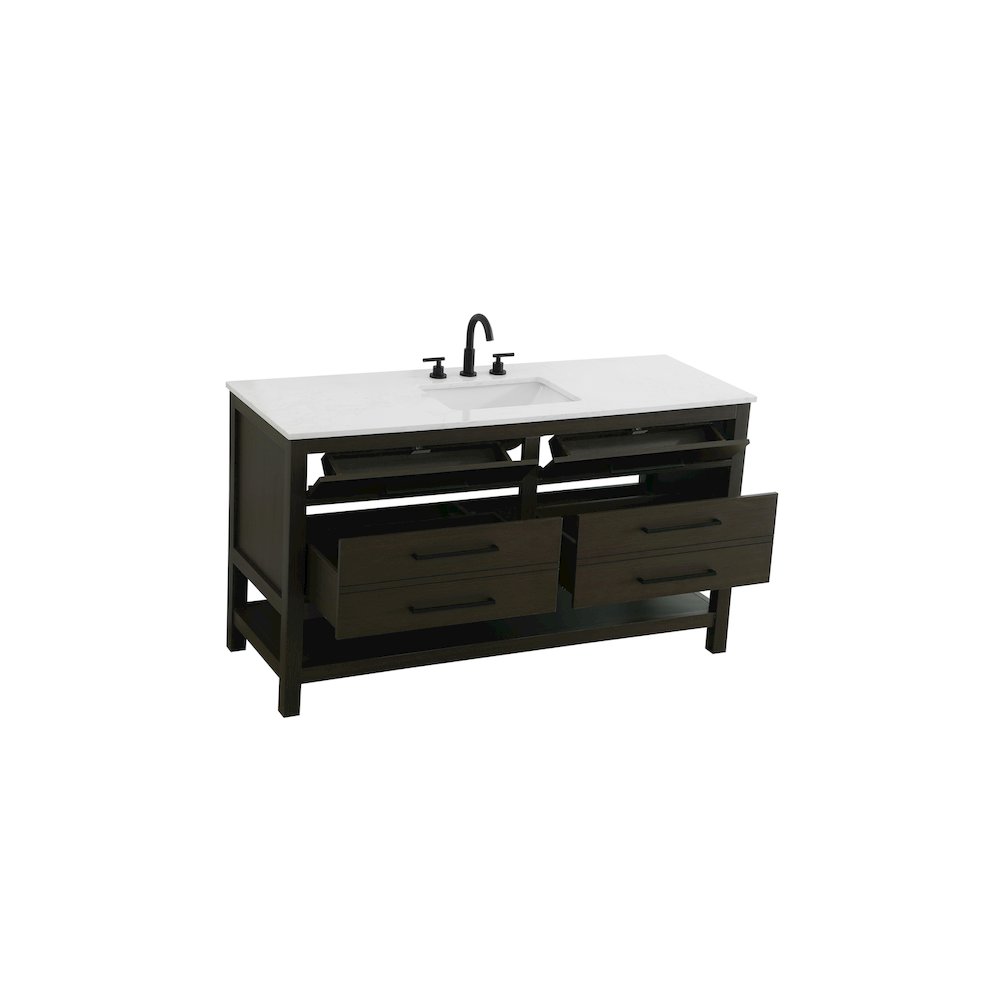 60 inch Single Bathroom Vanity in Mocha Brown. Picture 7