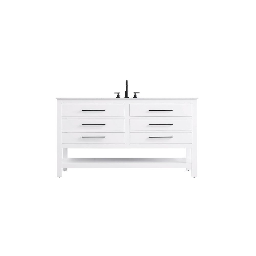 60 inch Single Bathroom Vanity in White. Picture 1