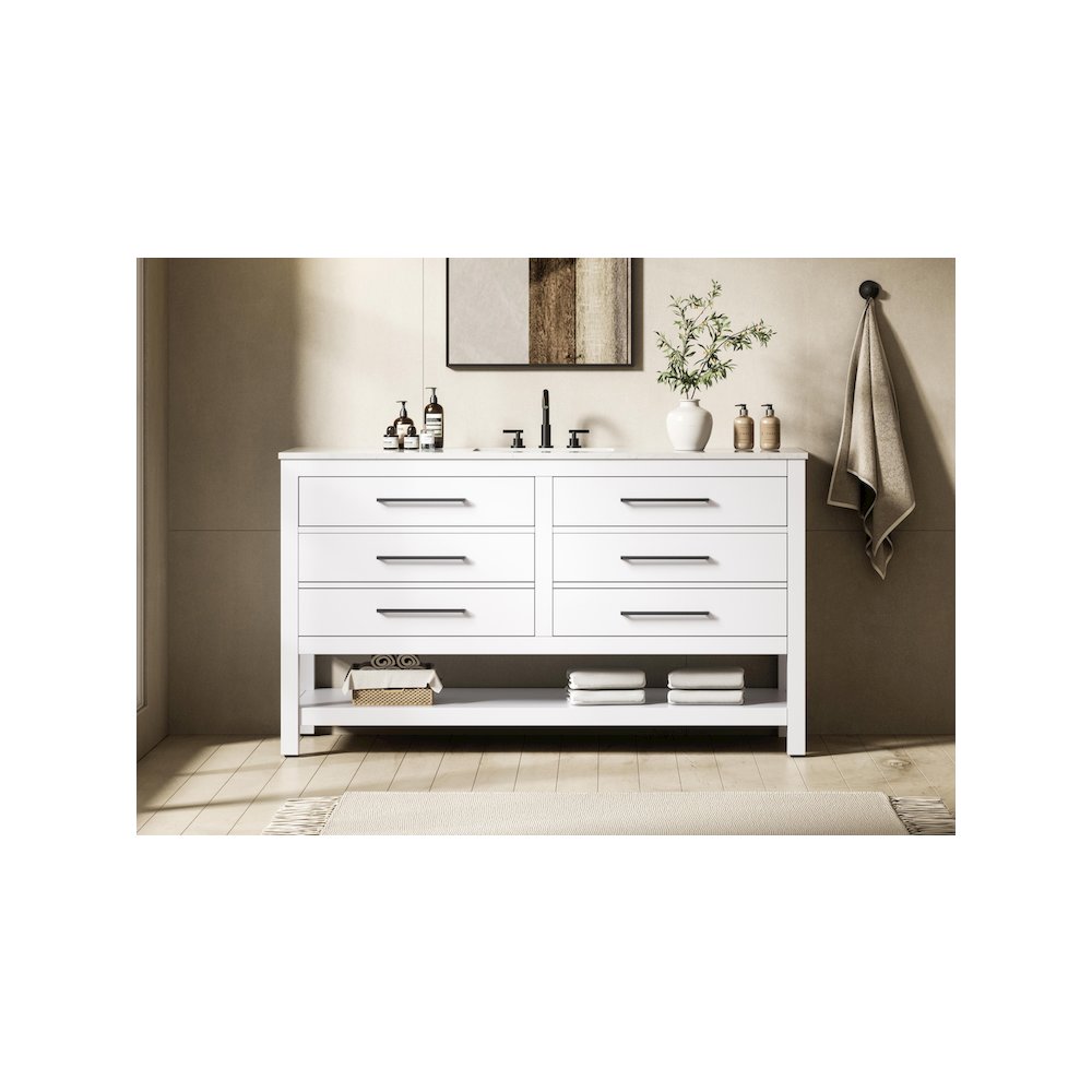60 inch Single Bathroom Vanity in White. Picture 2