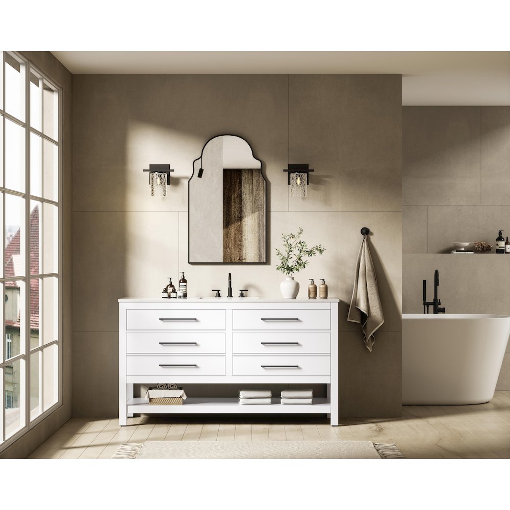 60 inch Single Bathroom Vanity in White. Picture 4
