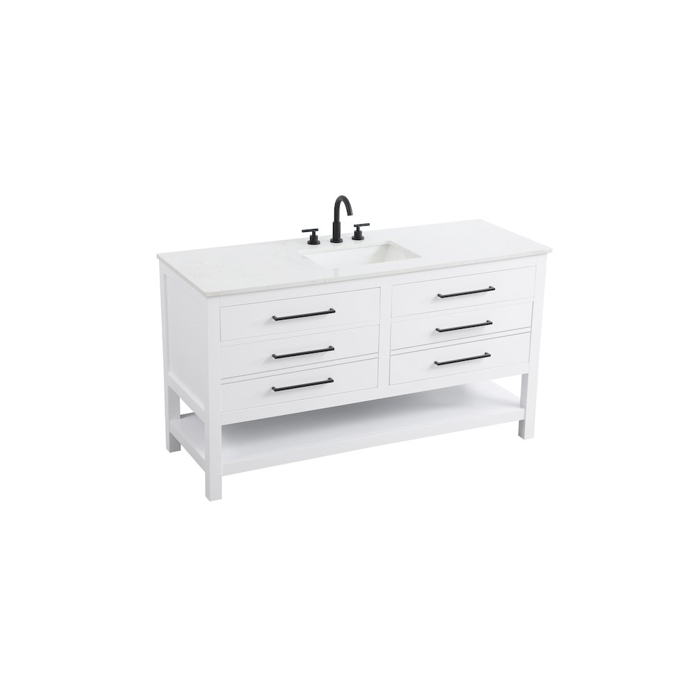 60 inch Single Bathroom Vanity in White. Picture 6