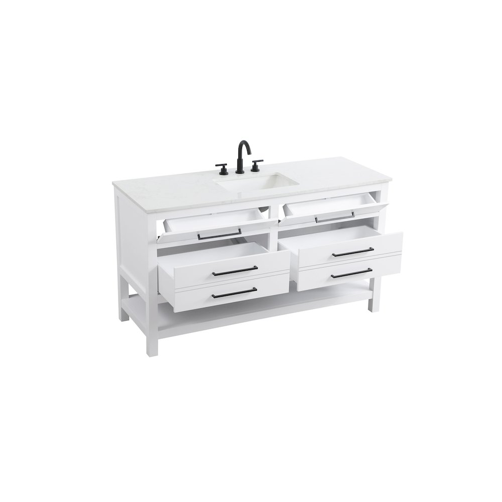 60 inch Single Bathroom Vanity in White. Picture 7