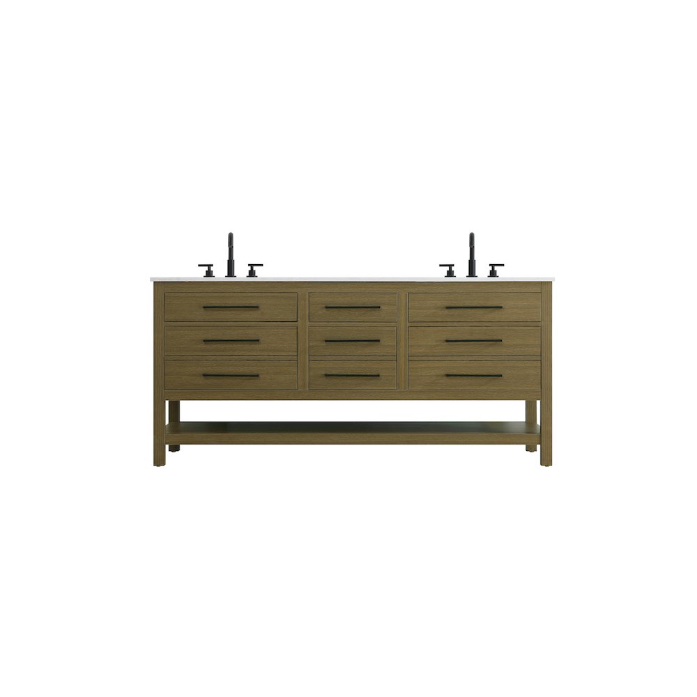 72 inch Double Bathroom Vanity in Chestnut Brown. Picture 1