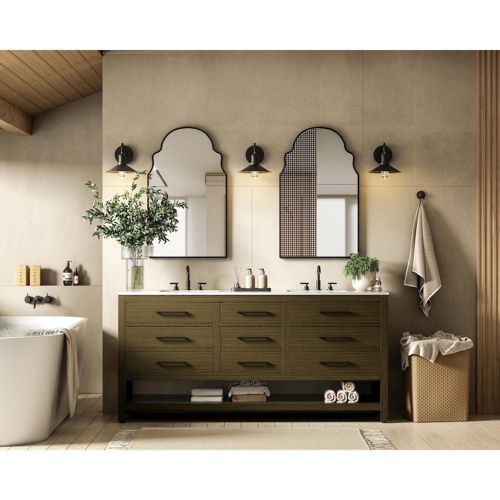 72 inch Double Bathroom Vanity in Chestnut Brown. Picture 4