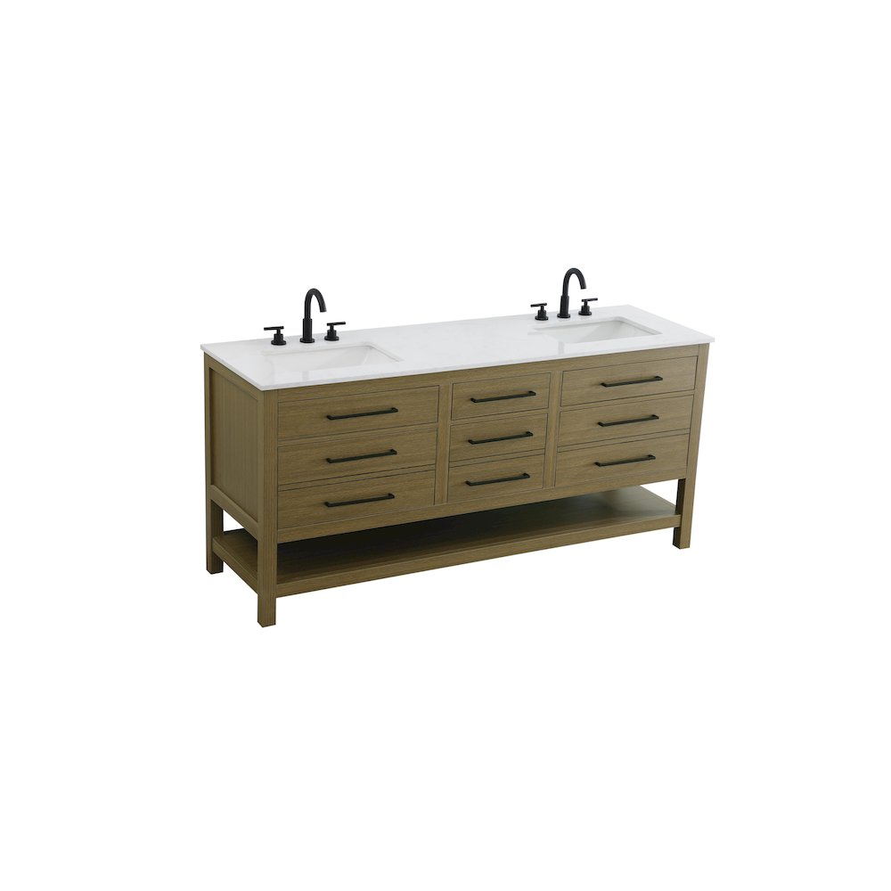 72 inch Double Bathroom Vanity in Chestnut Brown. Picture 6