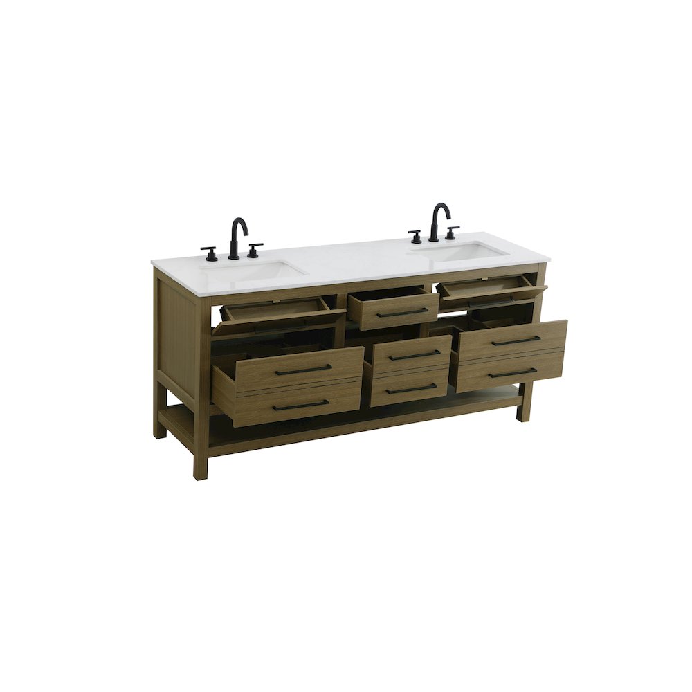 72 inch Double Bathroom Vanity in Chestnut Brown. Picture 7