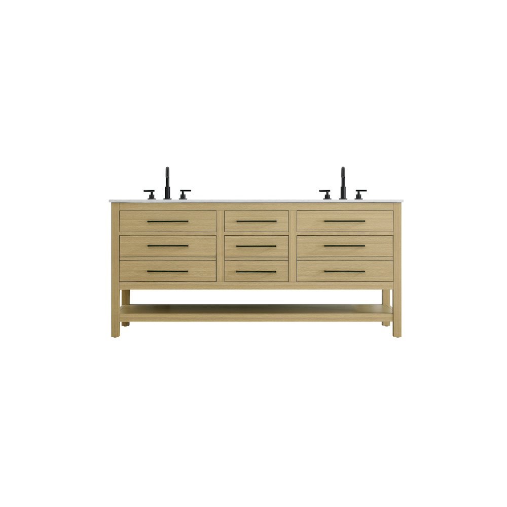 72 inch Double Bathroom Vanity in Honey Brown. Picture 1