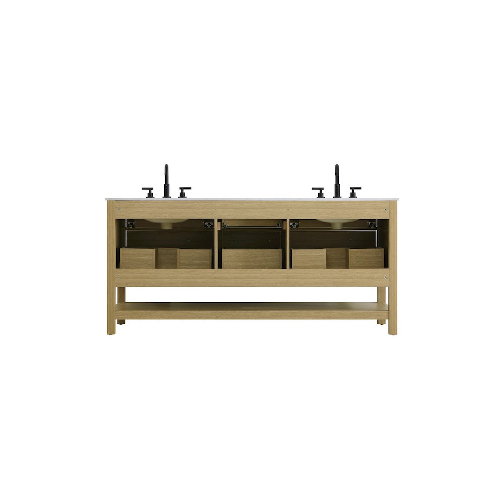 72 inch Double Bathroom Vanity in Honey Brown. Picture 12