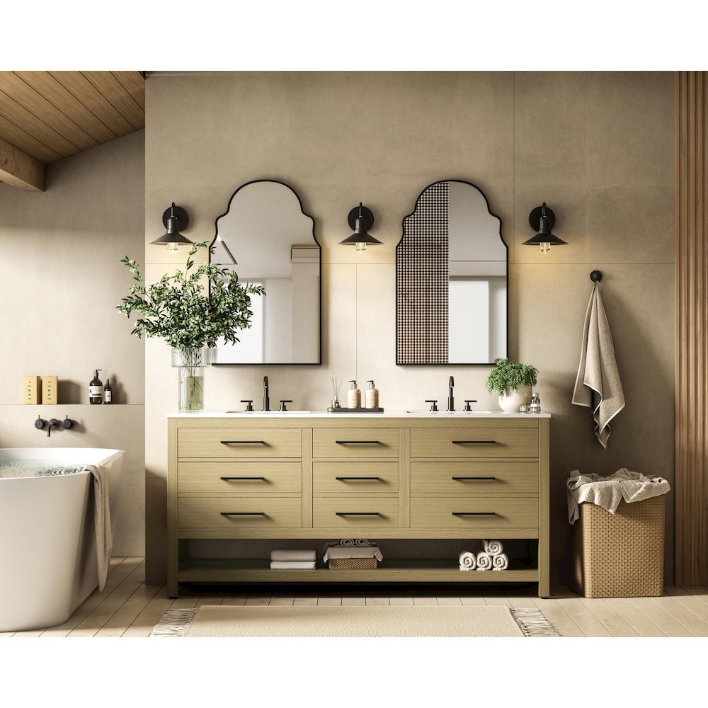 72 inch Double Bathroom Vanity in Honey Brown. Picture 4