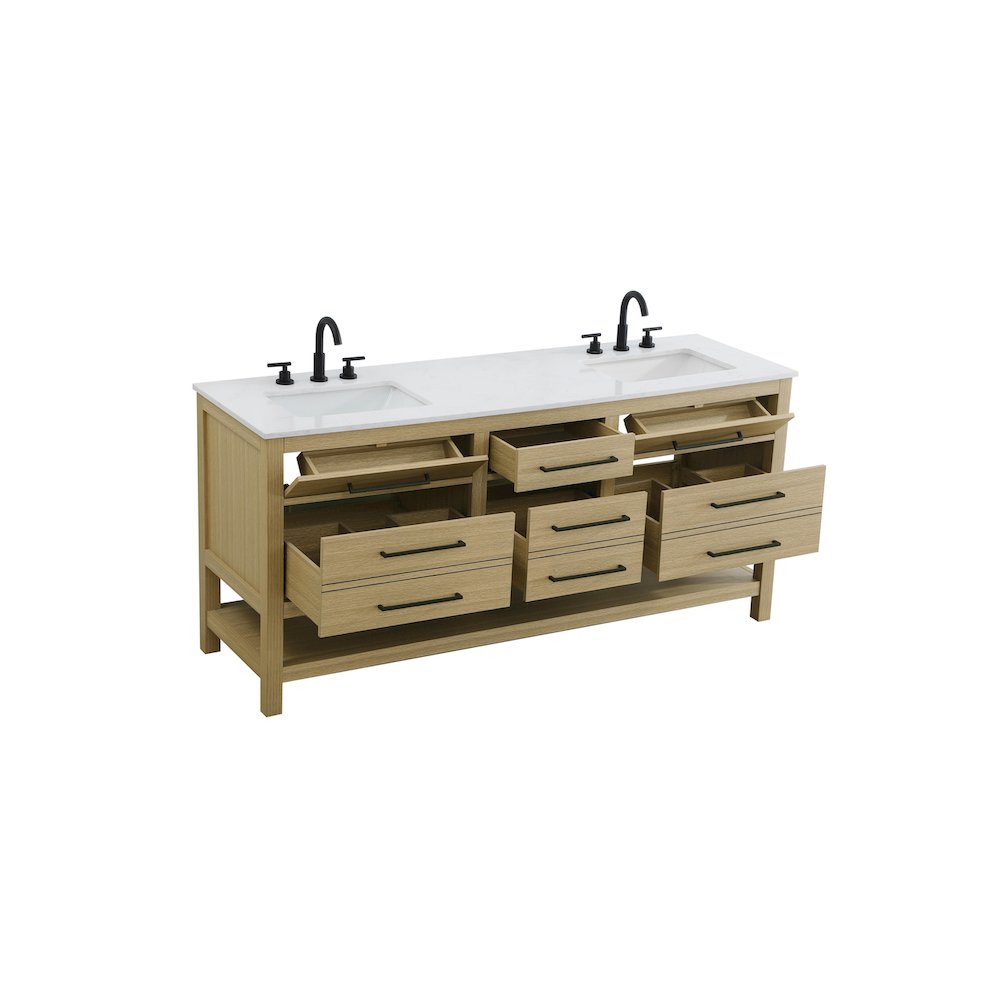 72 inch Double Bathroom Vanity in Honey Brown. Picture 7