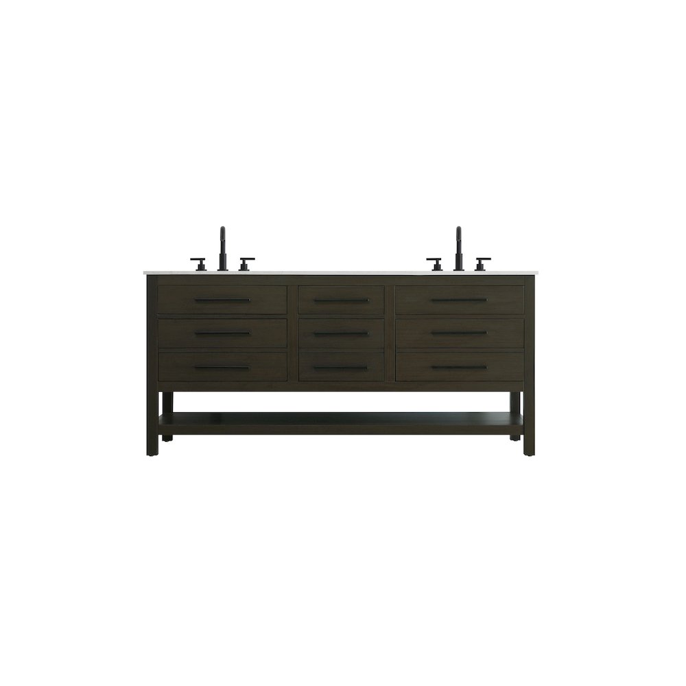 72 inch Double Bathroom Vanity in Mocha Brown. Picture 1