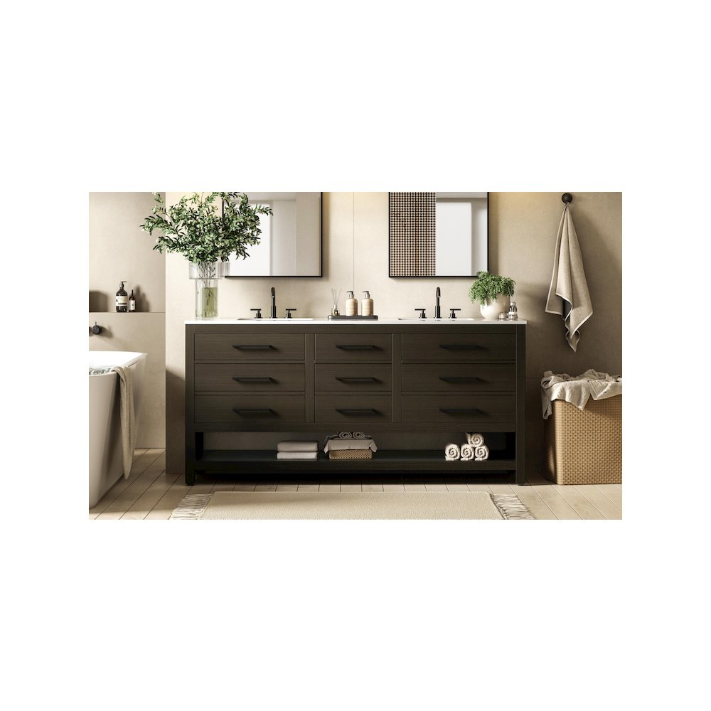 72 inch Double Bathroom Vanity in Mocha Brown. Picture 2