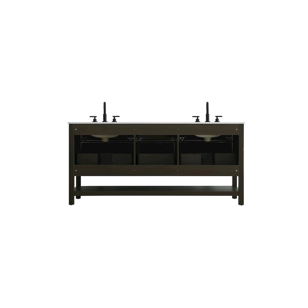 72 inch Double Bathroom Vanity in Mocha Brown. Picture 12