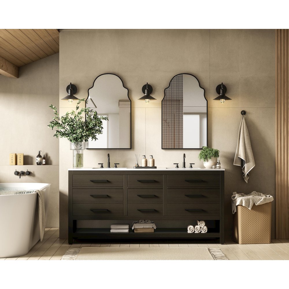 72 inch Double Bathroom Vanity in Mocha Brown. Picture 4