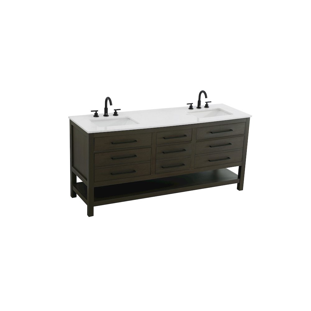 72 inch Double Bathroom Vanity in Mocha Brown. Picture 6