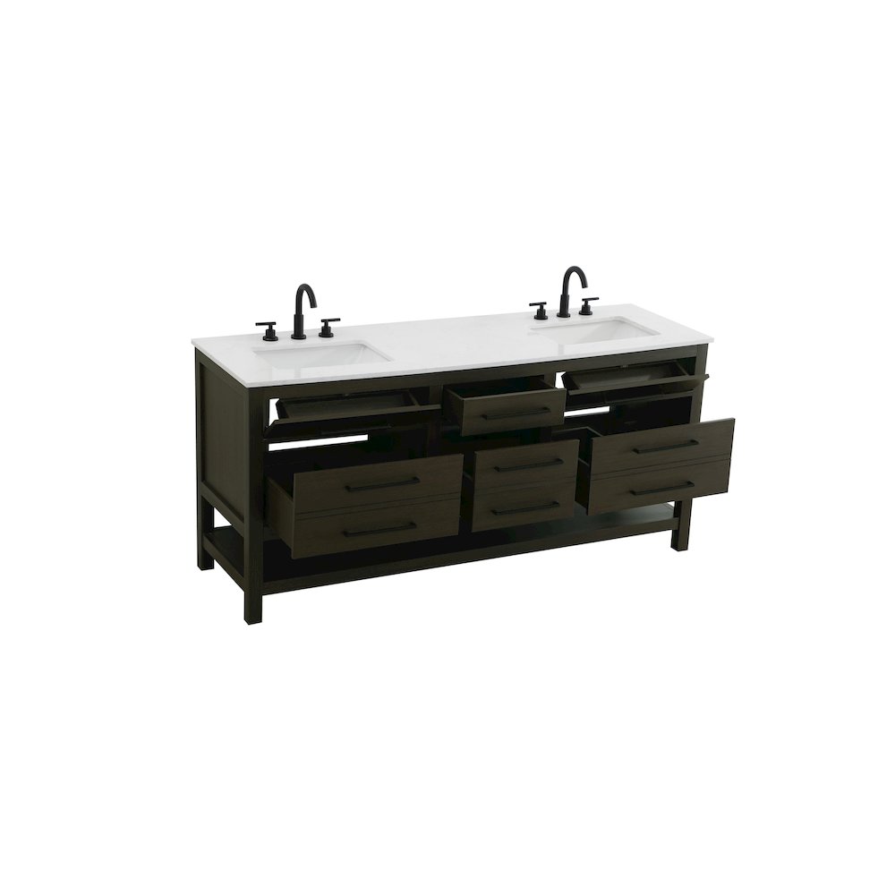 72 inch Double Bathroom Vanity in Mocha Brown. Picture 7