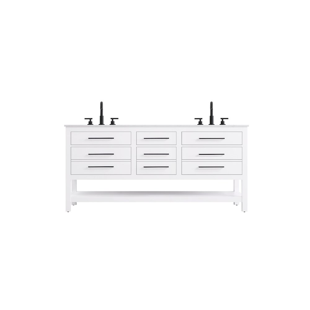 72 inch Double Bathroom Vanity in White. Picture 1