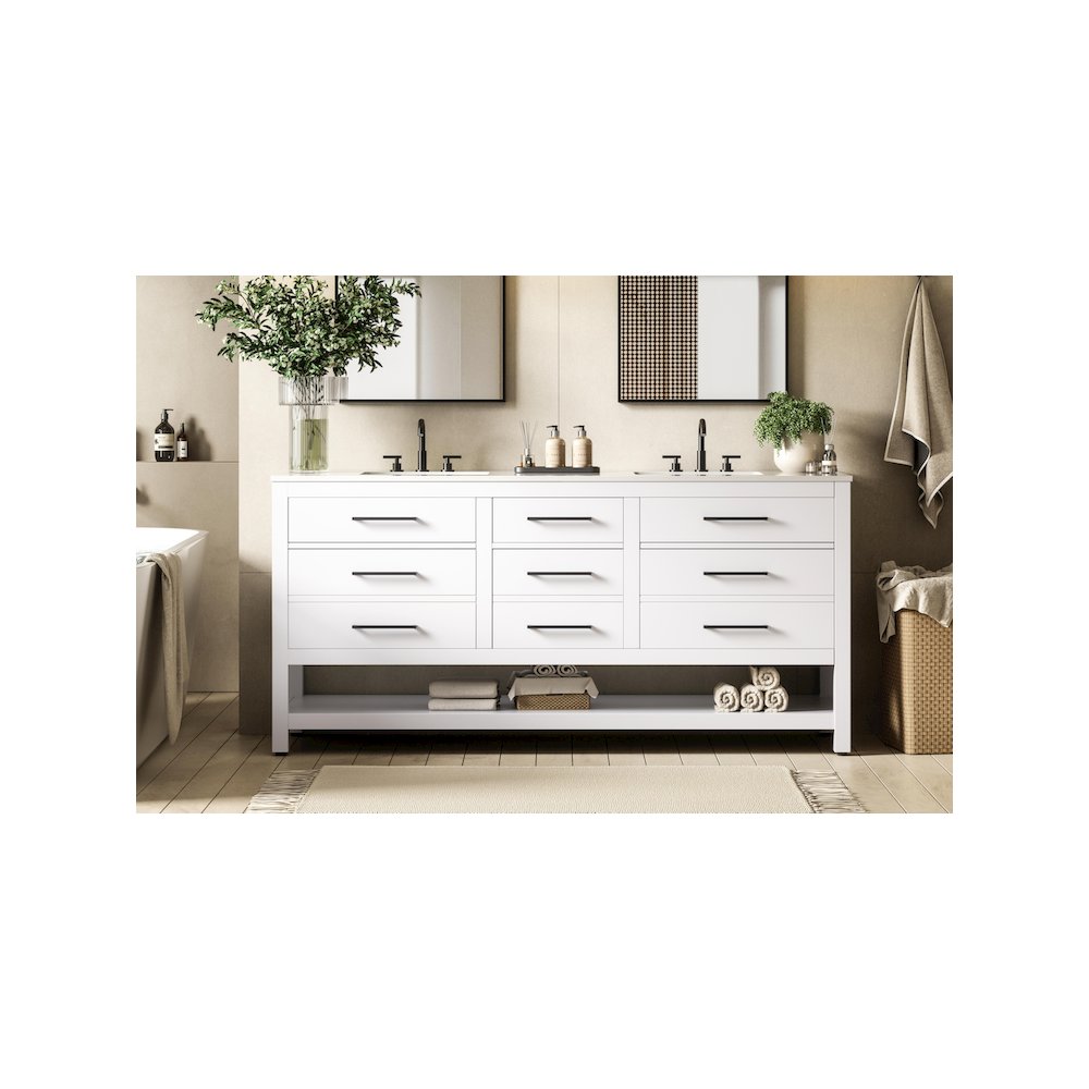 72 inch Double Bathroom Vanity in White. Picture 2