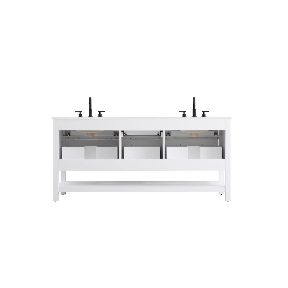 72 inch Double Bathroom Vanity in White. Picture 12