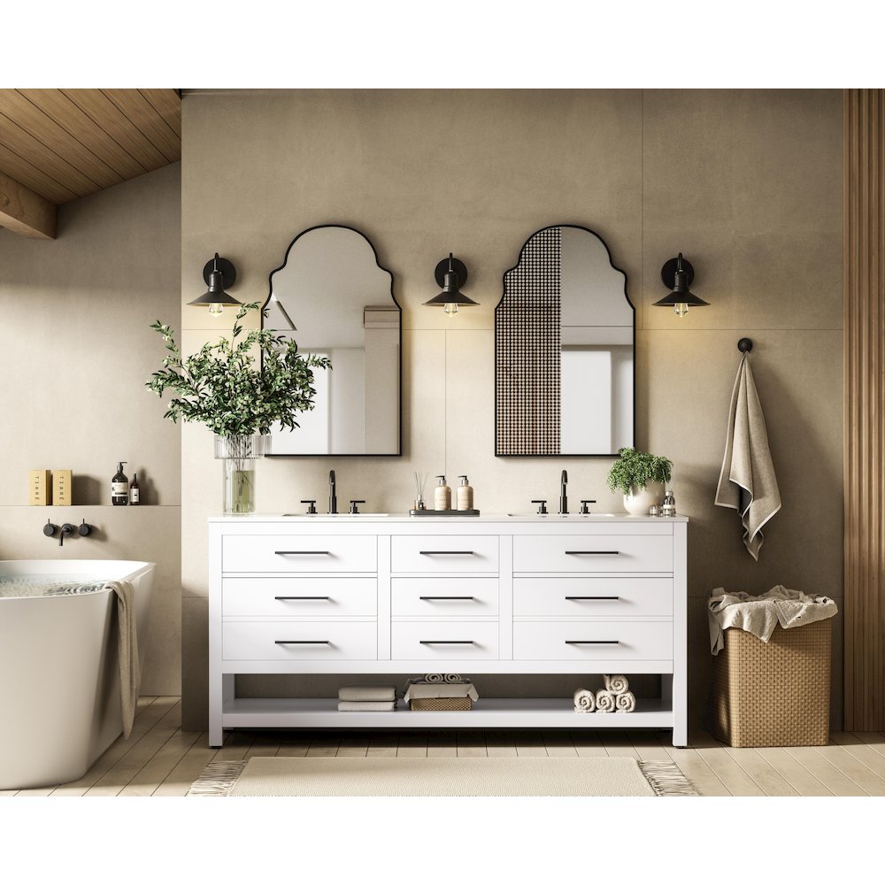 72 inch Double Bathroom Vanity in White. Picture 4