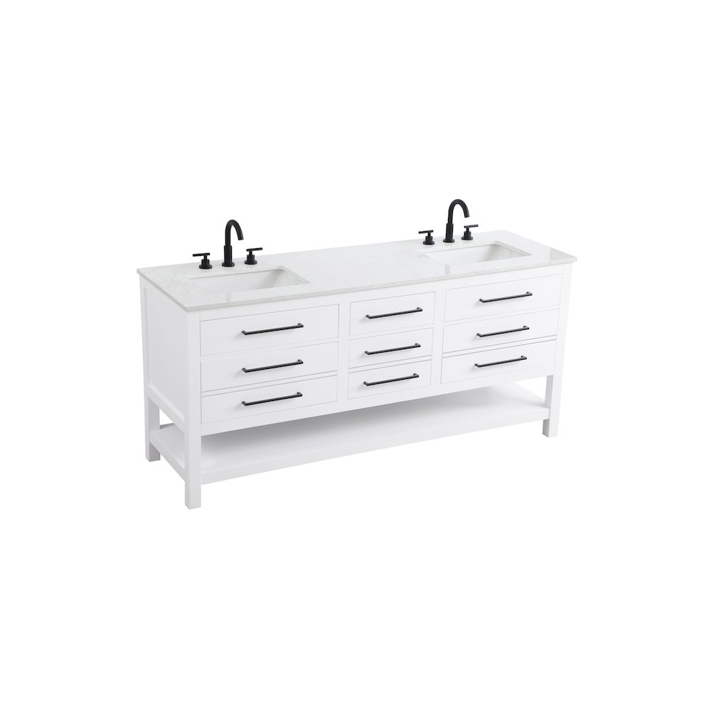 72 inch Double Bathroom Vanity in White. Picture 6