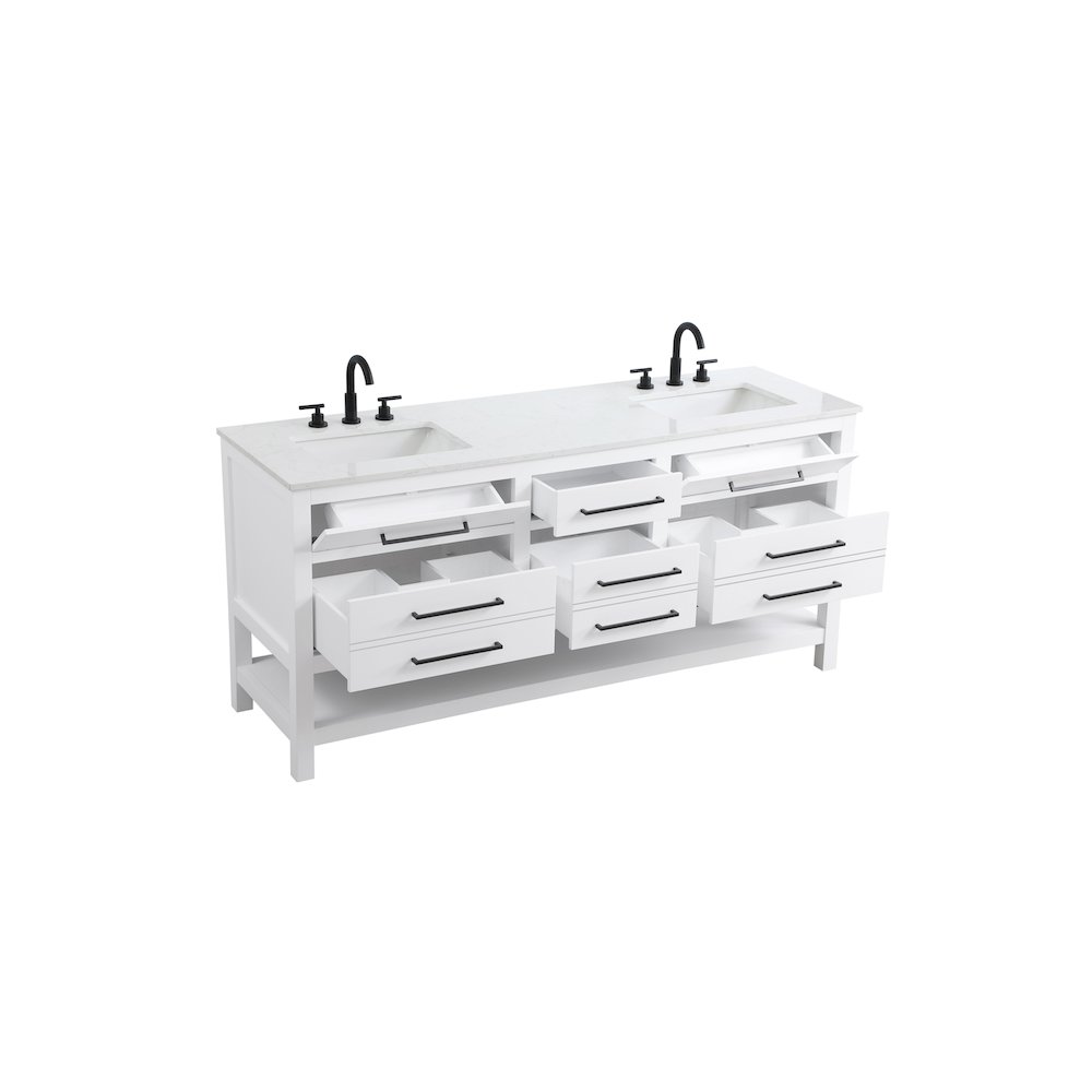 72 inch Double Bathroom Vanity in White. Picture 7